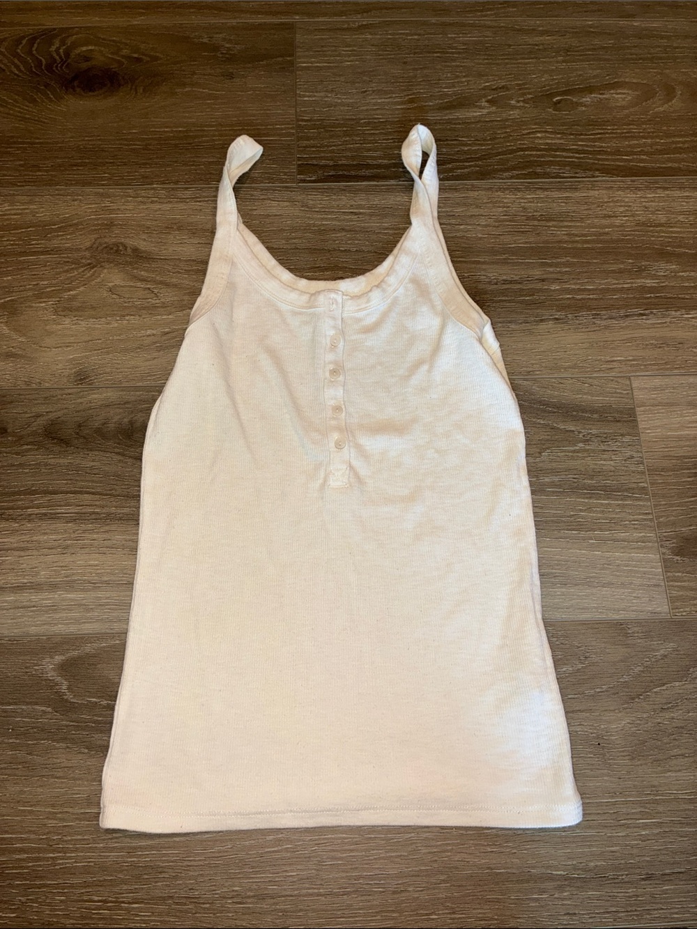 Women's Cream Ribbed Henley Camisole Tank